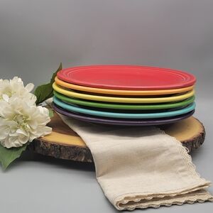Homer Laughlin Vintage Fiesta Ware Plates Set of 6 - Mismatched Rainbow Plates
